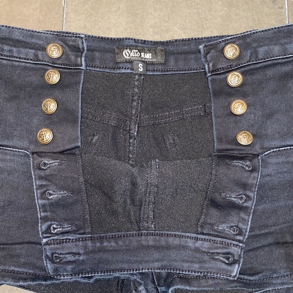 Cello Jeans Small Black Front Button Flap Stretch Denim Jean Shorts - Picture 10 of 14